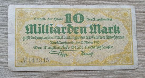 Werty71 Германия 10000000000 10 миллиардов марок 1923 Реклингхаузен Северный Рейн-Вестфалия  банкнота