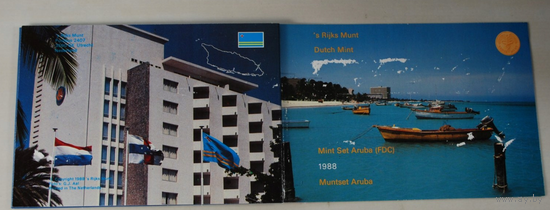 Аруба годовой набор 5+10+25+50 центов 1+2,5 гульдена + жетон 1988 год, UNC.