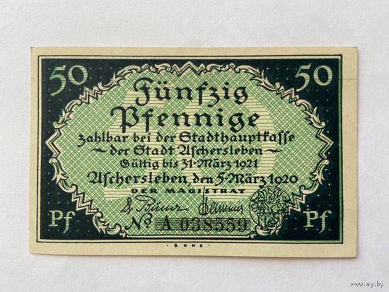 Нотгельд 50 пфеннигов Уфшерслебен. Веймарская республика - 1602
