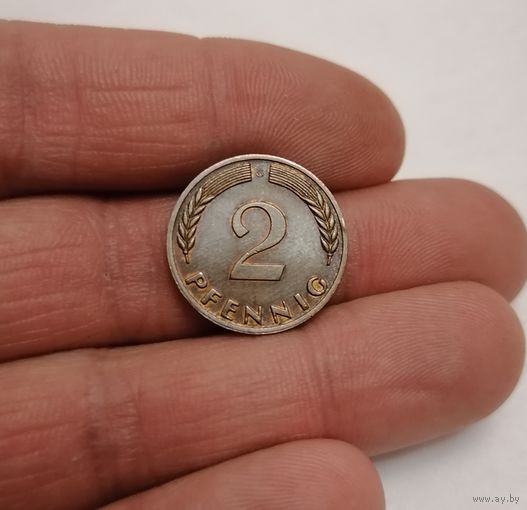 2 пфеннига 1966г. (G). Германия.