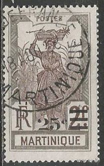 Мартиника. Уборка сахарного тростника. Надпечатка нового номинала. 1922г. Mi#107.