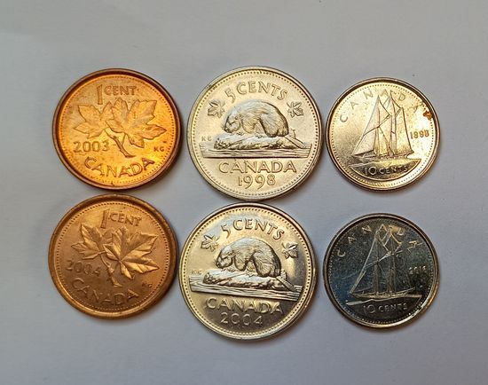 Канада 6 шт. центовые монеты