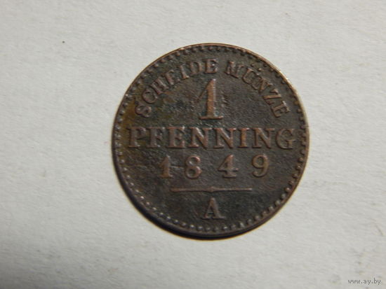 Пруссия 1 пфеннинг 1849г