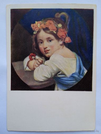 Кипренский. Девочка в маковом венке, с гвоздикой в руке