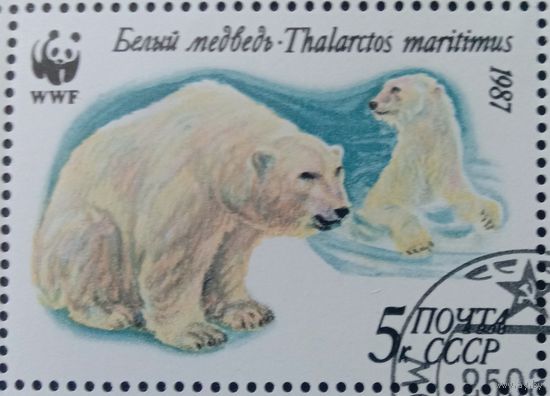 Марка СССР Белый медведь 1987