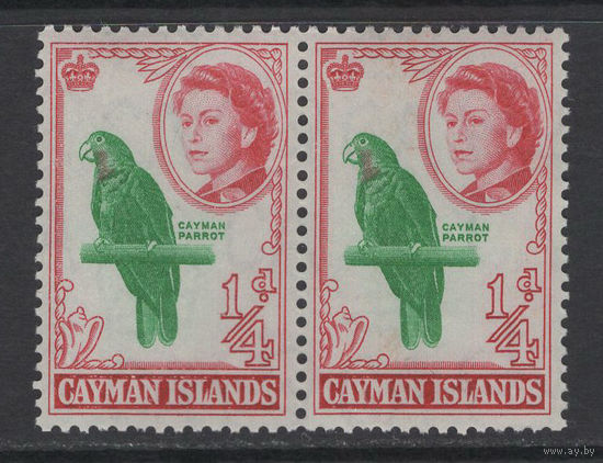 Кайманы /Cayman Island 1962** Фауна Кайманский попугай Елизавета II сцепка Mi#154