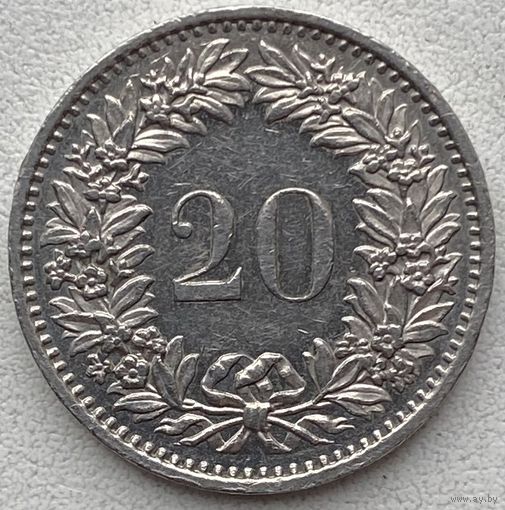 Швейцария 20 раппенов 1980 г.