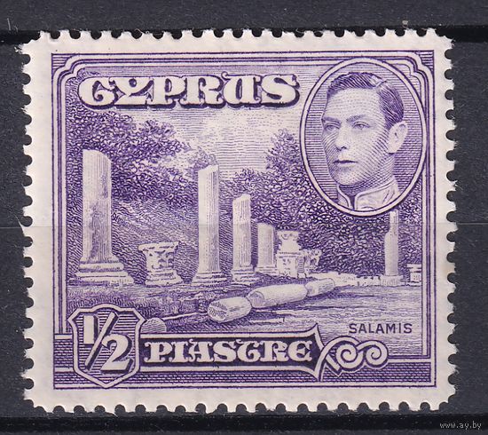 99.BrK. Великобритания. Колонии. Кипр. Георг VI. Архитектура и пейзажи. 1951 г. 1/2P. Mi.#138A.