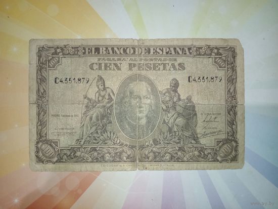Испания 100 песет 1940г редкая