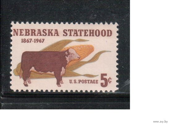 США-1967, (Мих. 926) , ** ,  Штат Небраска, Бык(одиночка)