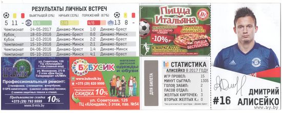 Карточка Дмитрий Алисейко Динамо Брест. Возможен обмен