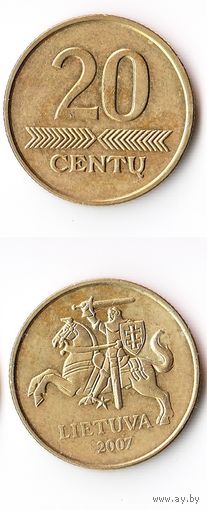 20 центов Литва 2007 год