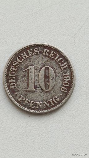 Германия. 10 пфеннигов 1906 год.