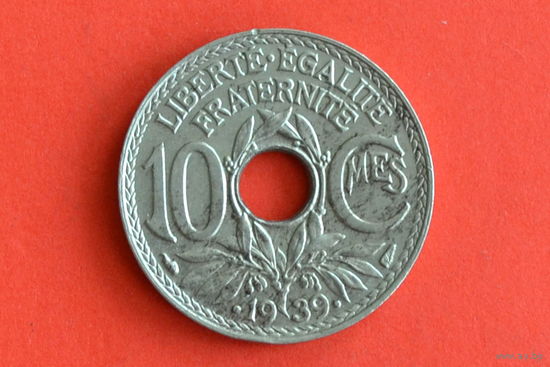 Франция 10 сантимов 1939 с 1 руб