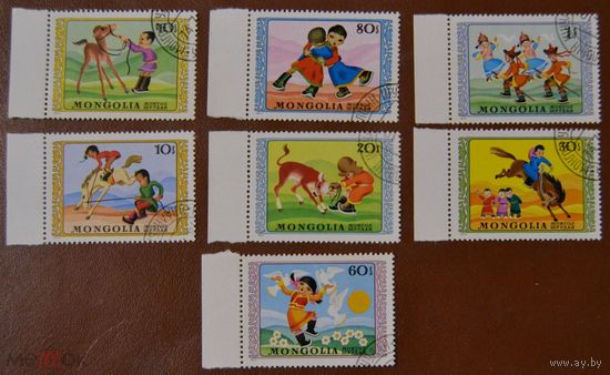 Монголия 1974 г. Международный день защиты детей Ми 857-863 гаш