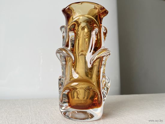 Ваза цветное стекло винтаж 20см