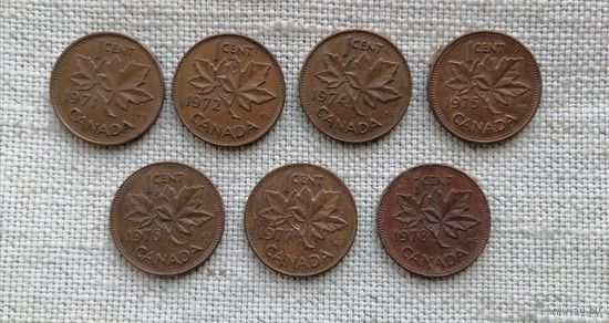 Канада 1 цент 1971/1972/1974/1975/1976/1977/1978Nw)