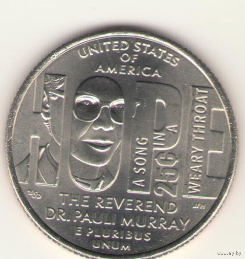 25 центов 2024 г. D. Выдающие женщины- Паула Мюррей. Мешковая.