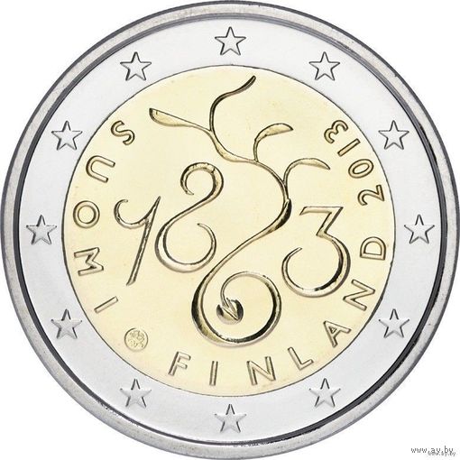 2 евро 2013 Финляндия 150 лет проведения сейма 1863 UNC из ролла