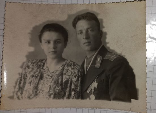 1945  ВОВ Красавец Портретное фото орден Славы и.награды подписано (Алб)