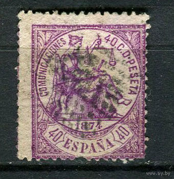 Испания (Республика I) - 1874 - Аллегория Испания с весами 40С - [Mi.140] - 1 марка. Гашеная.  (Лот 43FR)-T25P25
