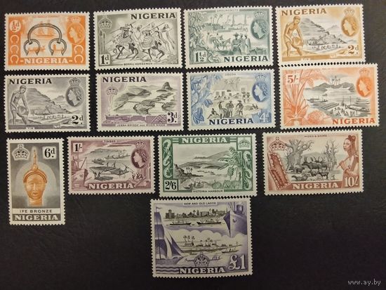Нигерия. 1953г. Mi71-83**. Колония Великобритании. Полная серия. В идеальном состоянии.