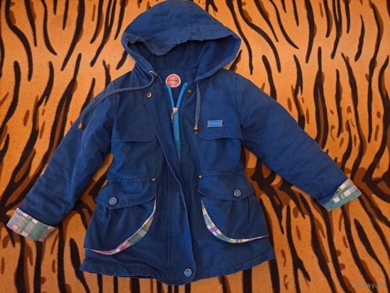 Куртка синяя на 3-4года с капюшоном, б.у, Bonito