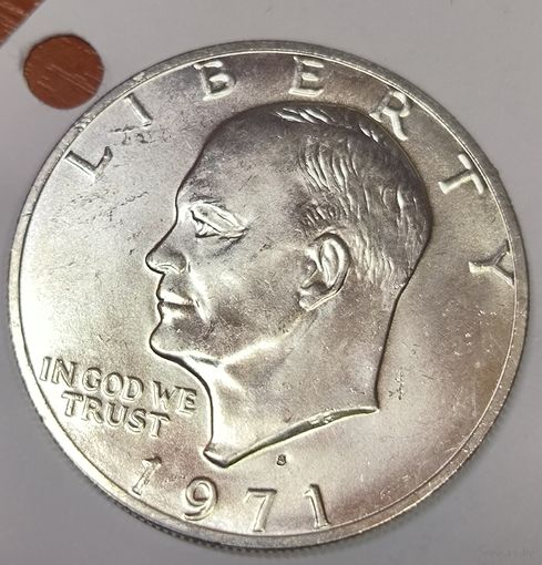 С рубля без мц! 1 доллар 1971 Эйзенхауэр США яркий! Серебро!