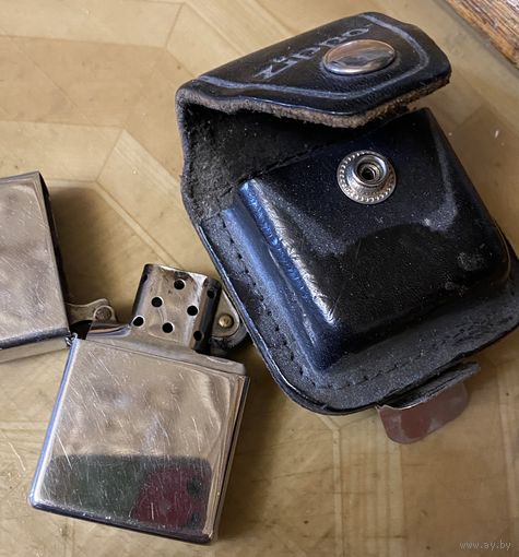 Зажигалка ZIPPO в чехле и никелированном корпусе (300 шт. тираж)