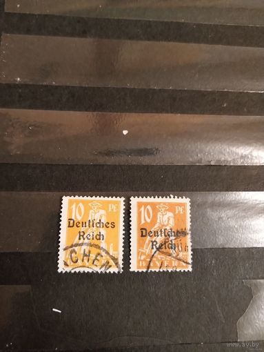 1920 Германия Рейх надпечатка разновидности оттенки цвета (3-8)