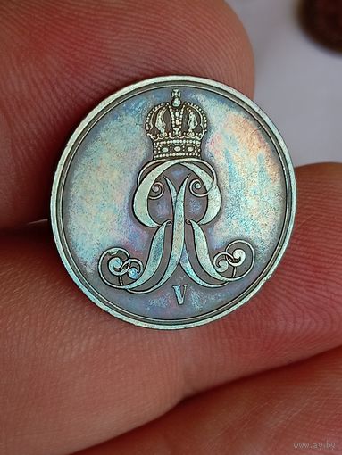 2 пфеннига 1864 года в превосходном состоянии!!! Ганновер