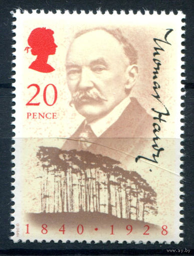 Великобритания - 1990г. - Томас Харди, поэт, писатель - 1 марка - полная серия, MNH [Mi 1274]. #3-GB-Z-1-17
