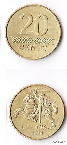 20 центов Литва 2008 год