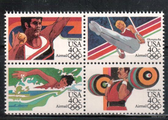 США-1983, (Мих.1622-1625) , **  , Спорт, ОИ-1984 (полная серия)(1)