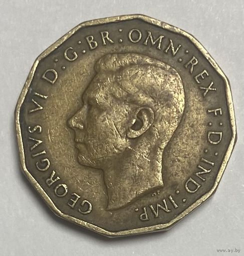 Монета 3 пенса 1937 год. Великобритания. Король Георг V.