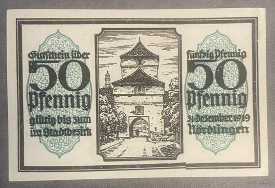 Нотгельд Нёрдлинген, 50 пфеннигов 1919 год. Веймарская республика.