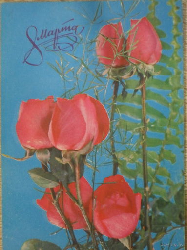 ПОДПИСАННАЯ ОТКРЫТКА СССР. ПРОШЕДШАЯ ПОЧТУ. "8 МАРТА". ФОТО. В. БАРАННИКОВА. 1977 год.