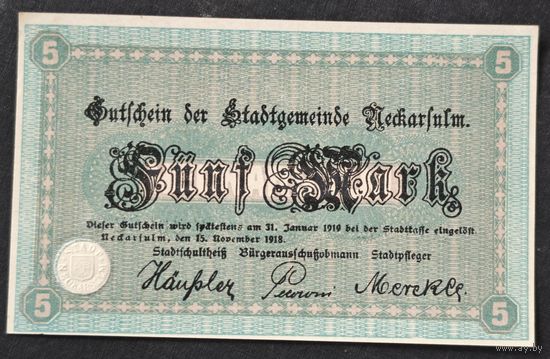 1919 год Германия 5 марок