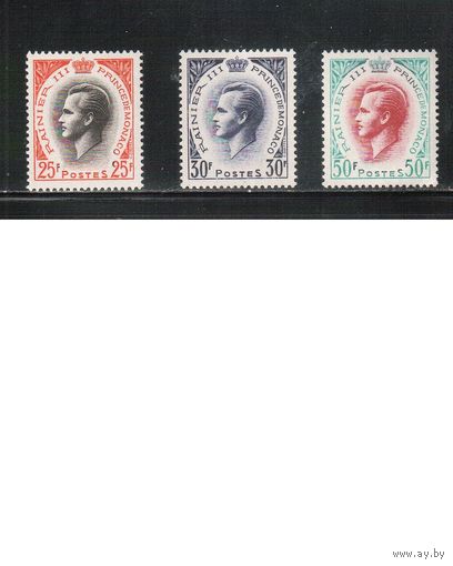 Монако-1959(Мих.622-624)  ** (1 м - *) , Стандарт, Князь Ренье III(полная серия)