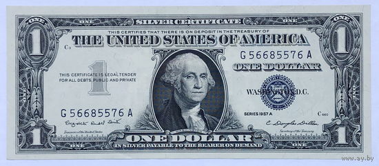 1 доллар 1957 А синяя печать