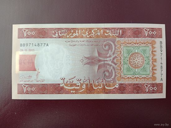 Мавритания 200 угий 2013 UNC