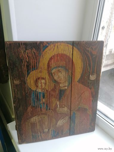 Старинная Икона Богородица народное письмо