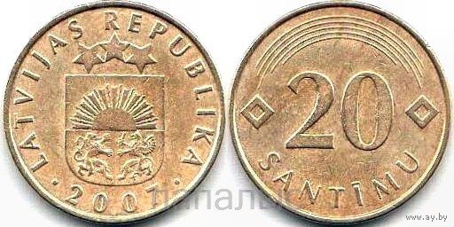 Латвия 20 сантимов 2007