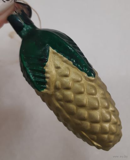 Игрушка ёлочная Шишка Еловая (яркая), стекло. СССР