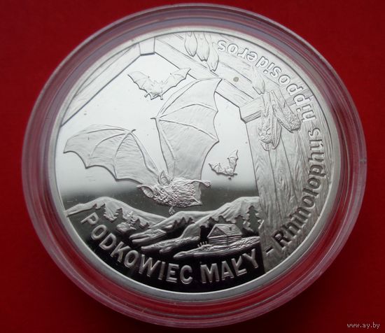 20 злотых 2010 Польша! Всемирная природа - Летучая мышь! Серебро 925 пробы 28,28 грамм! ОБМЕН!