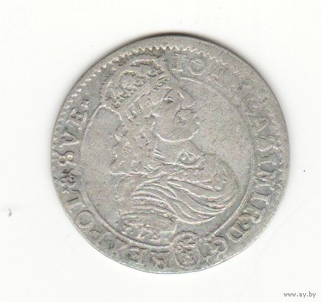 Орт (18 грошей) 1668 года. Польша, Ян II Казимир