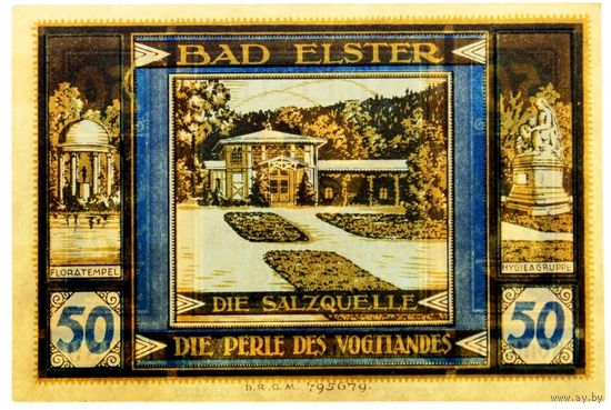 РАСПРОДАЖА!!! - ГЕРМАНИЯ БАД-ЭЛЬСТЕР (САКСОНИЯ) 50 пфеннигов 1922 год - UNC!