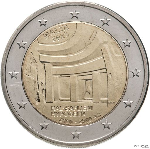 2 евро 2022 Мальта Храм Хал-Сафлиени UNC из ролла