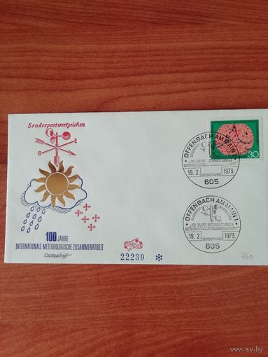 ФРГ 1973 КПД с маркой "100 лет Международному метеорологическому сотрудничеству" Мi: 760