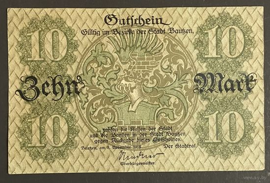 Банкнота 10 марок 1918 год. Бауцен. Веймарская республика